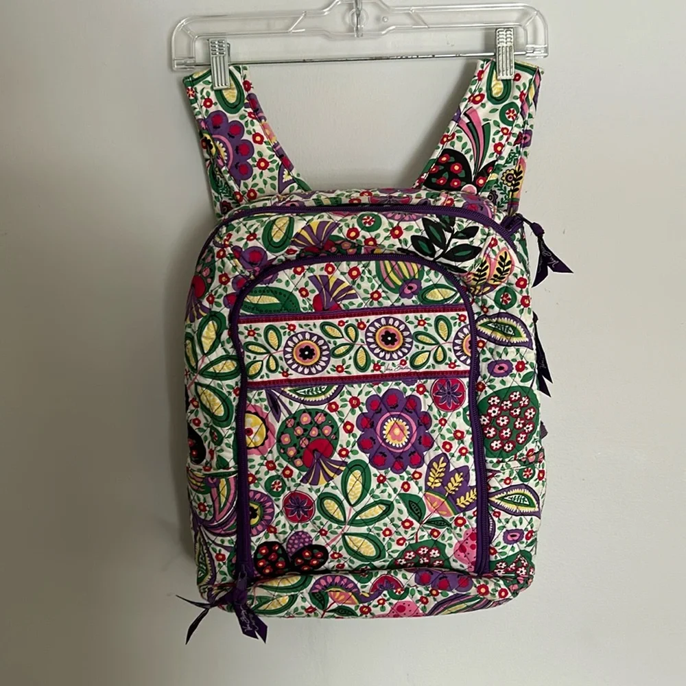 Vera Bradley laptop backpack green purple and white